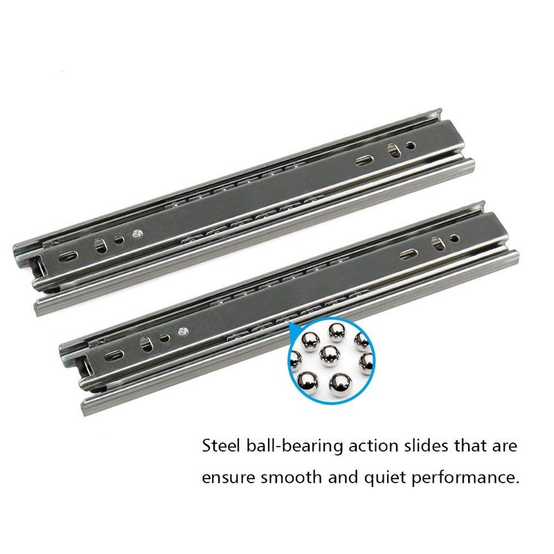 URBEST Drawer Slides 9 Inch Full Extension 3 Sections Ball Bearing Telescopic Slide Rails (9Inch) - Image 2